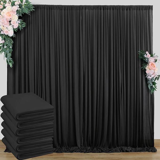30 ft x 10 ft Wrinkle Free Black Backdrop Curtain by Outpain