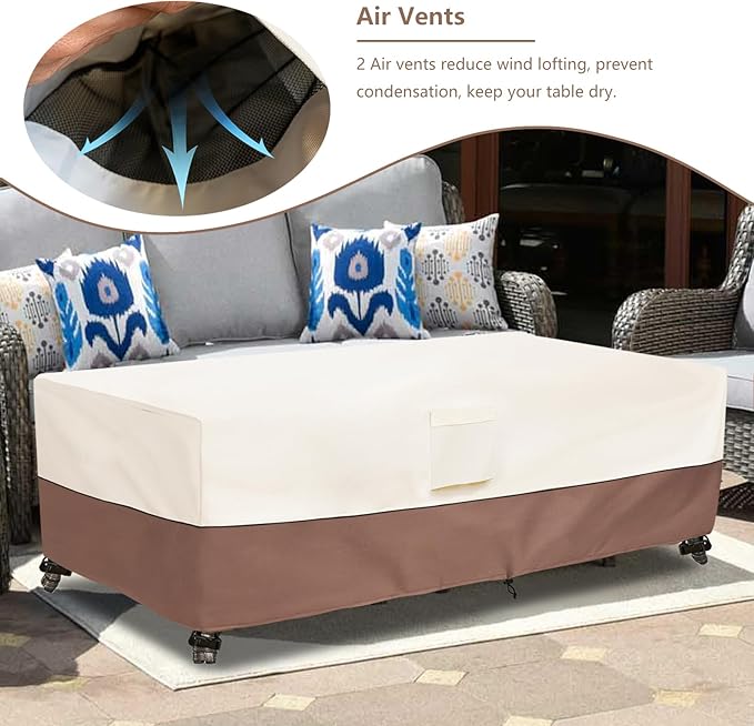 okcool Outdoor Coffee Table Cover, Waterproof Rectangular Patio Small Side - Image 4