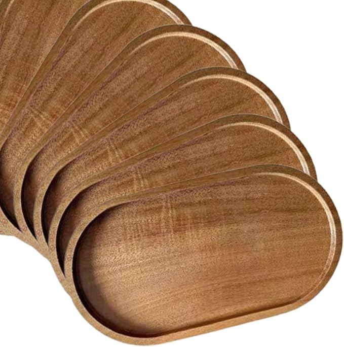 12 Pcs Solid Acacia Wood Serving Trays, 10 Inch Rectangular Wooden Serving - Image 3