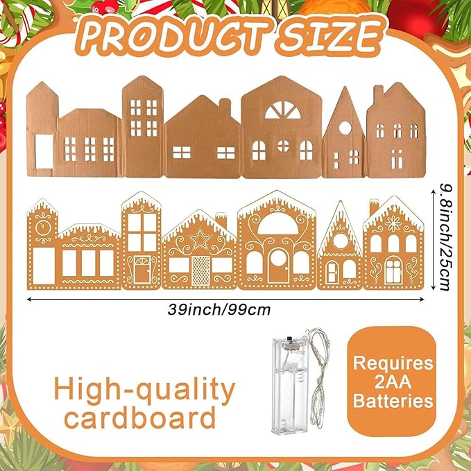 Christmas Gingerbread Village Light-Up Decor, House Cardboard Kit - Image 5