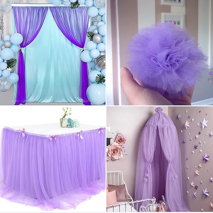 Purple Tulle Fabric Rolls 54 Inch by 40 Yards Tulle Bolt Spool - Image 5