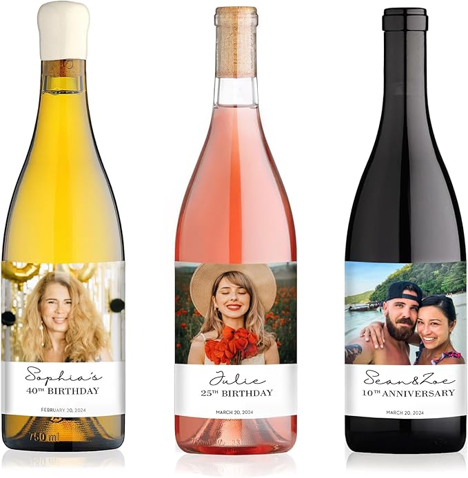 Personalized Wine Bottle Label Photo label Custom Sticker 50th Birthday 60/70th - Image 8
