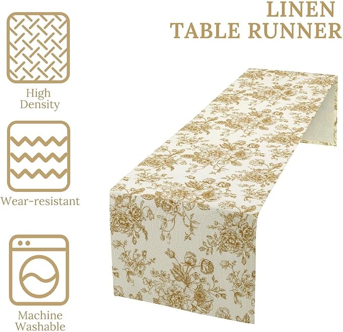 Retro Floral Table Runner, 13x36 Inch - Image 3