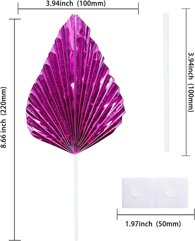 Gyufise 6Pcs Paper Palm Fan Cake Toppers Palm Spear Leaves Fan Cupcake Toppers - Image 2