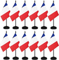 12 Pack France Desk Flags Set, French Small Mini Table Office Flags by BCLin