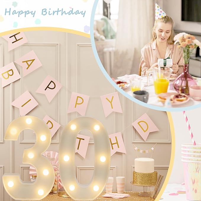 Decorative Led Light Up Numbers, 30th Birthday Decorations, Warm White Led - Image 3