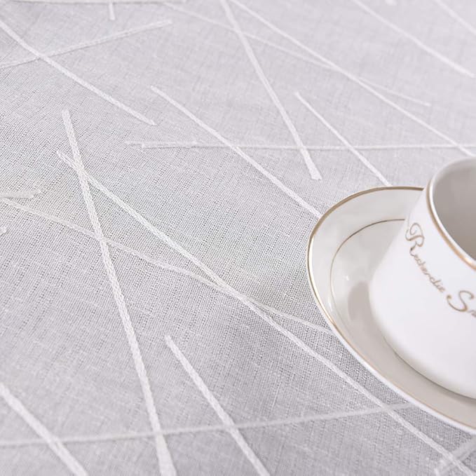 White Sheer Curtains 45 Inch Length, Modern Geometric Embroidery Sheer Rod - Image 6