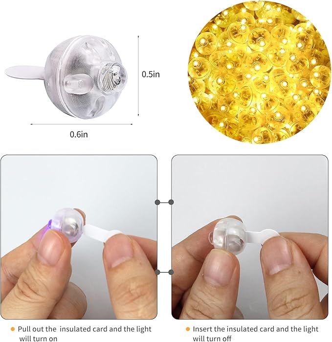 Aogist 50pcs Yellow Balloon Lights, Long Standby Time Waterproof Mini Light - Image 3