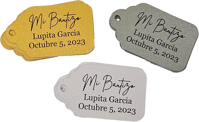 Mi Bautizo Baptism Christening Personalized Thank You Tags 20 pcs - Image 3