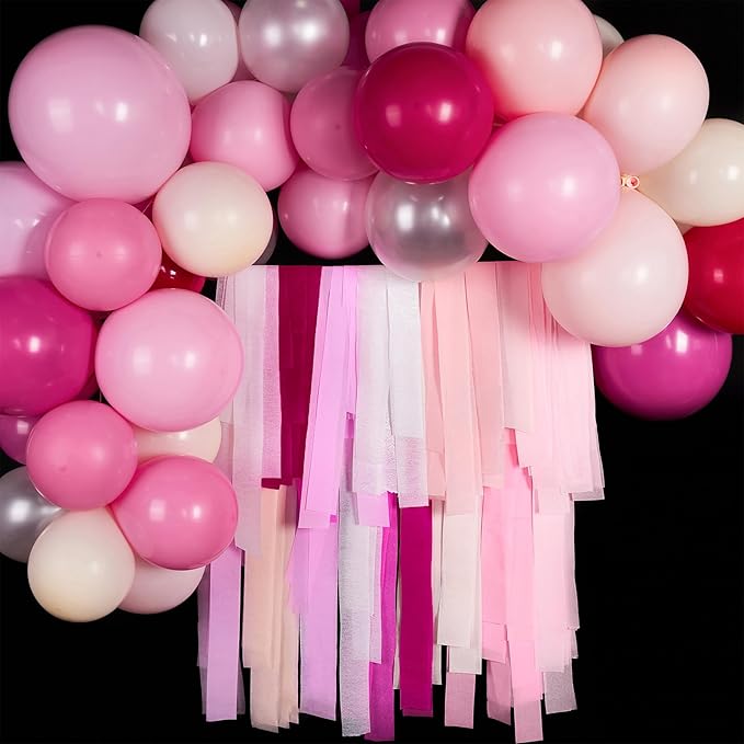 PartyWoo Crepe Paper Streamers 4 Rolls 328ft, Pack of Crepe Paper Pink and - Image 2