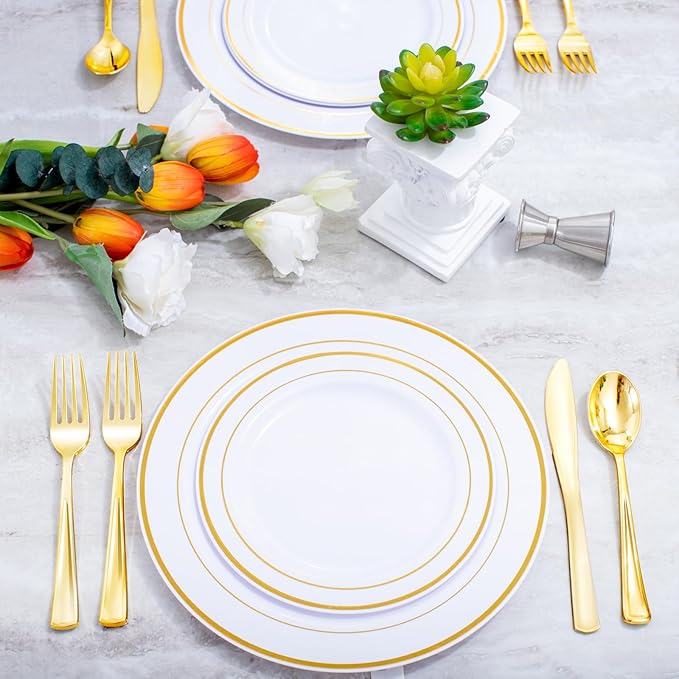 NOCCUR 400PCS Gold Plastic Silverware - Image 6