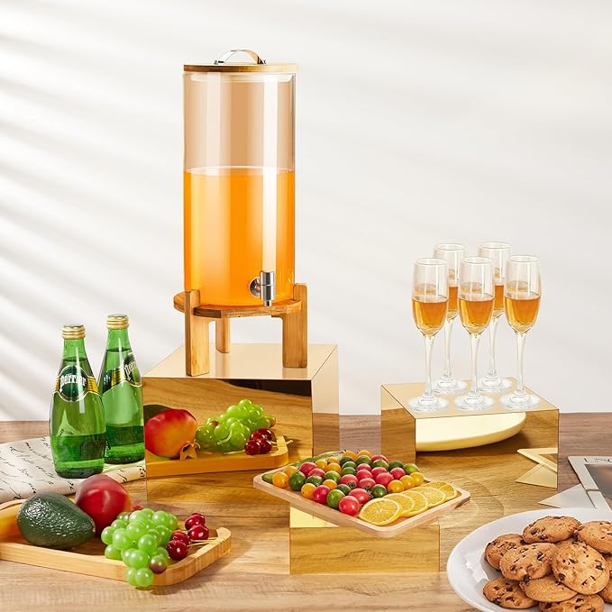3 Pcs Acrylic Risers for Display, Acrylic Cube Boxes Gold Risers Food Display - Image 8