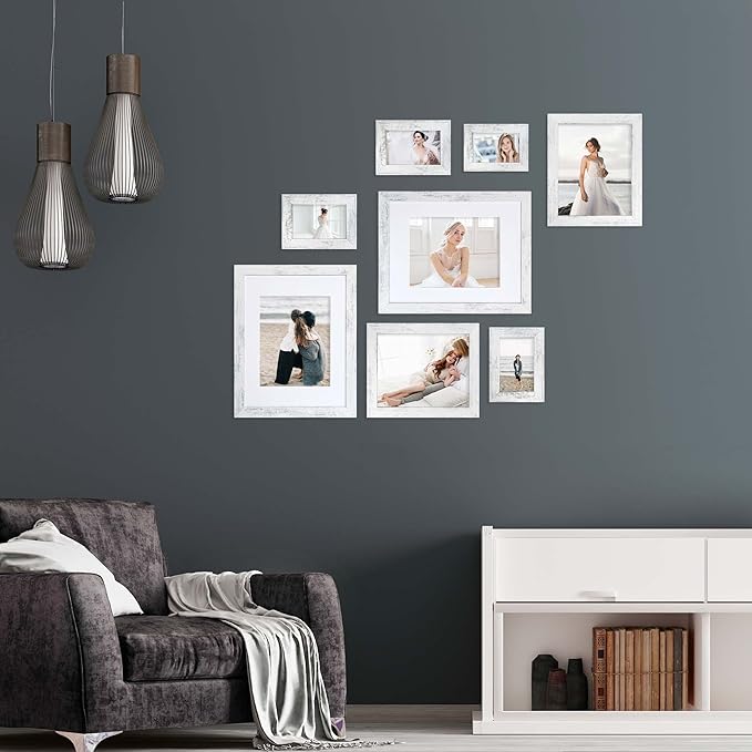 5x7 Picture Frame Set of 4, High Definition Glass Distressed White Frame - Image 6