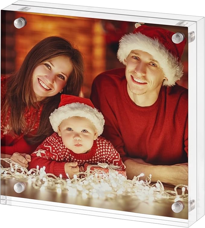 Boxalls 5x5 Acrylic Picture Frame, Double Sided Transparent Desktop Frame by BOXALLS