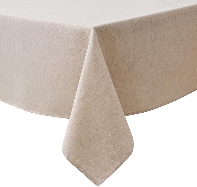 NLMUVW Linen Tablecloth Rectangle 8ft, Rustic Textured Table Cloth Water by NLMUVW