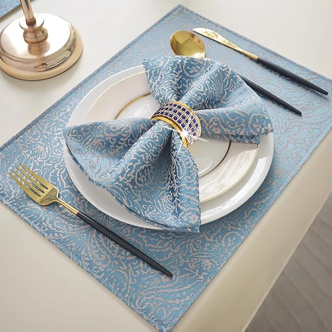Rhinestone Napkin Ring Gold Napkin Rings Stainless Steel Blue Crystal Napkin - Image 6