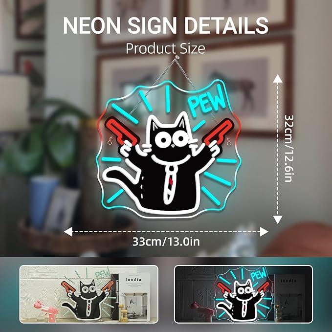 Cat Neon Sign Pew Led Light Cute Neon Signs - Image 2