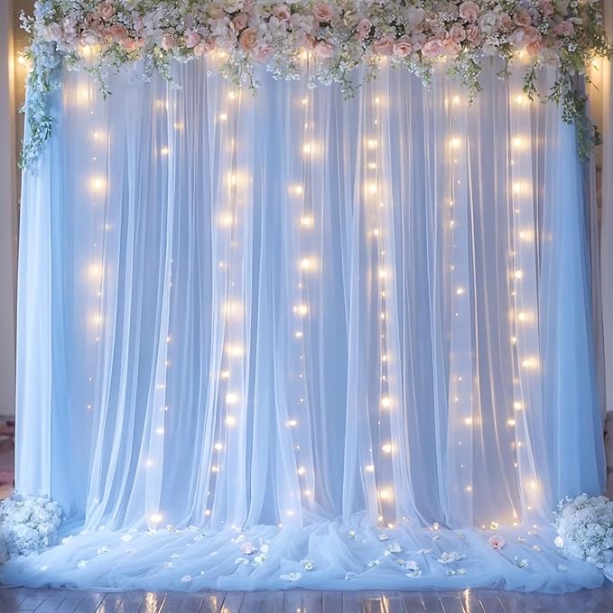 Blue Tulle Backdrop Curtains - Image 2