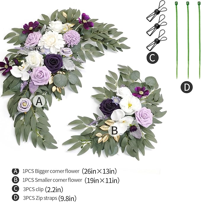 Faux Flower Swag Set of 2 for Wedding Welcome Signs Floral Swag Wedding - Image 2