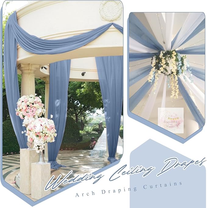 6 Panels Dusty Blue Ceiling Drapes - Image 6