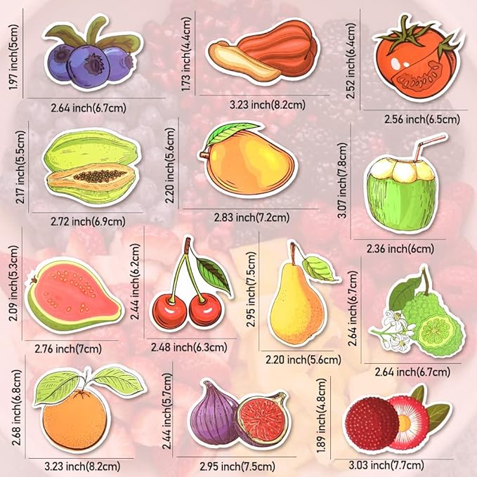 QTL Fruit Stickers for Kids Vegetable Stickers for Water Bottles Laptop - Image 3