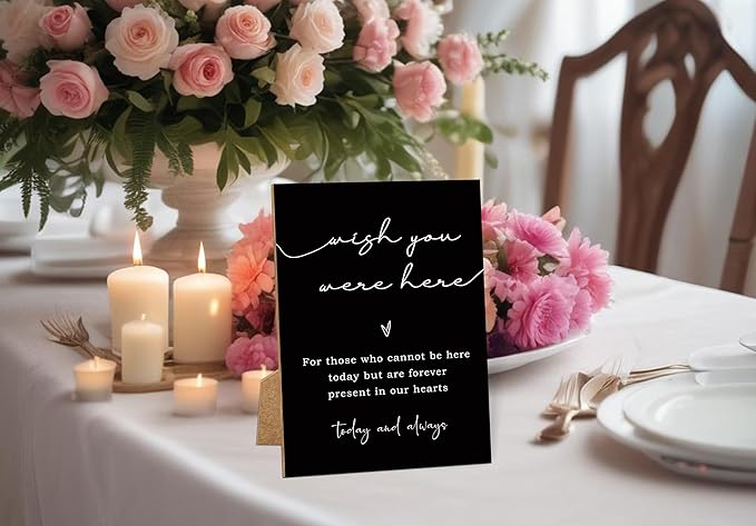 Wish You Were Here, Wedding Memorial Sign, 8x11 Black Minimalist Style Memorial - Image 4