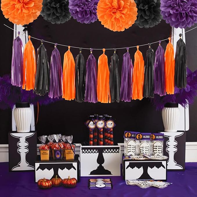 Black-Purple Orange Halloween Party-Decorations Tassel-Garland - Image 6