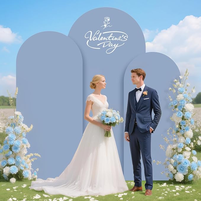Arch Backdrop Stand and Cover Set of 3 6FT 6.6FT 7.2FT Dusty Blue Spandex Arch - Image 6