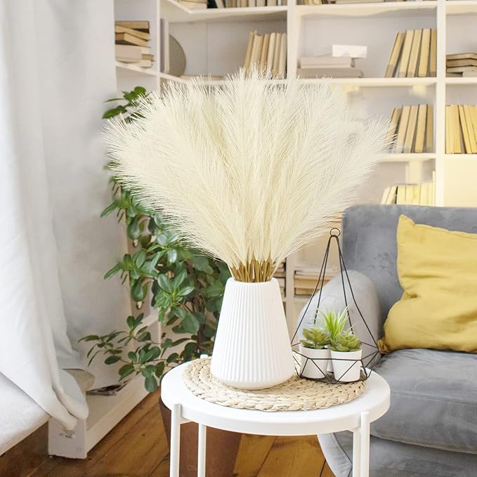 50PCS Faux Pampas Grass, 21.6" Short Artificial Pompous Grass Floral Fake - Image 8