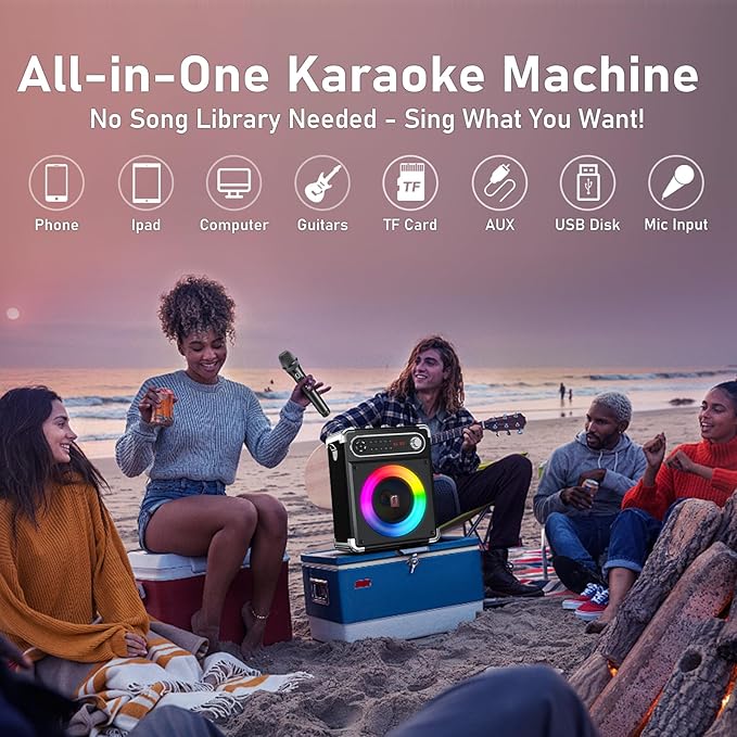Karaoke Machine with 2 Wireless Microphones, 【Upgraded 6.5"Woofer & - Image 5