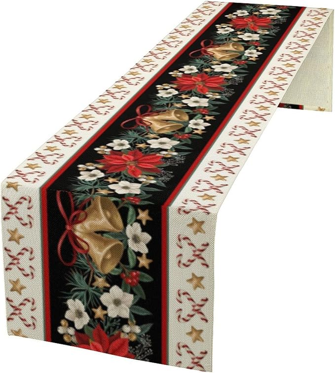 Christmas Table Runner, Xmas Holiday Seasonal Winter Table Cloth Kitchen Dining by Unknown