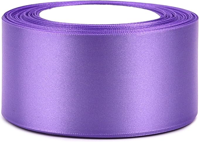 Light Purple Solid Satin Ribbon 2 Inch 25 Yards Solid Polyester Fabric Ribbon - Image 7