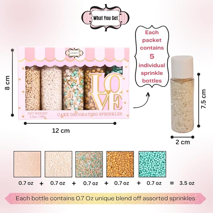 Confect Sprinkles- Fairytale Frozen Cake Decorating Sprinkles – Teal, Pearl - Image 4