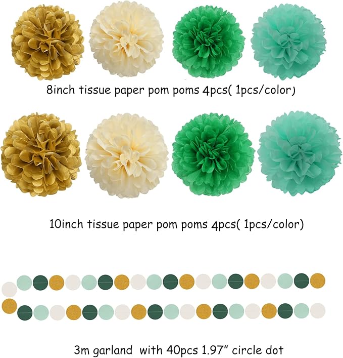 Sage-Green Beige-Gold Baby Bridal-Shower Decorations - Image 3