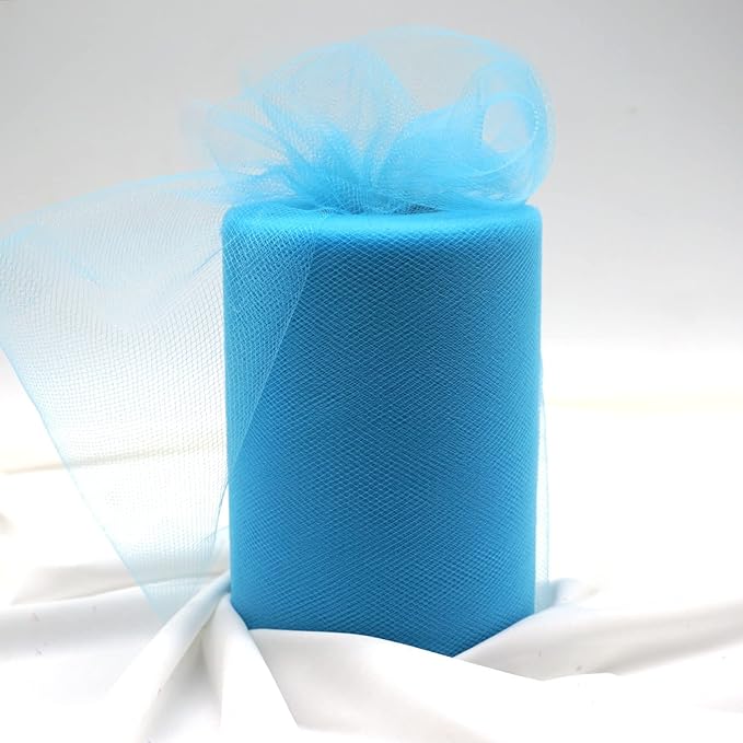 Turquoise Tulle Fabric Roll 6 Inch X 300 FT Matte Tulle Ribbon Netting Mesh - Image 3