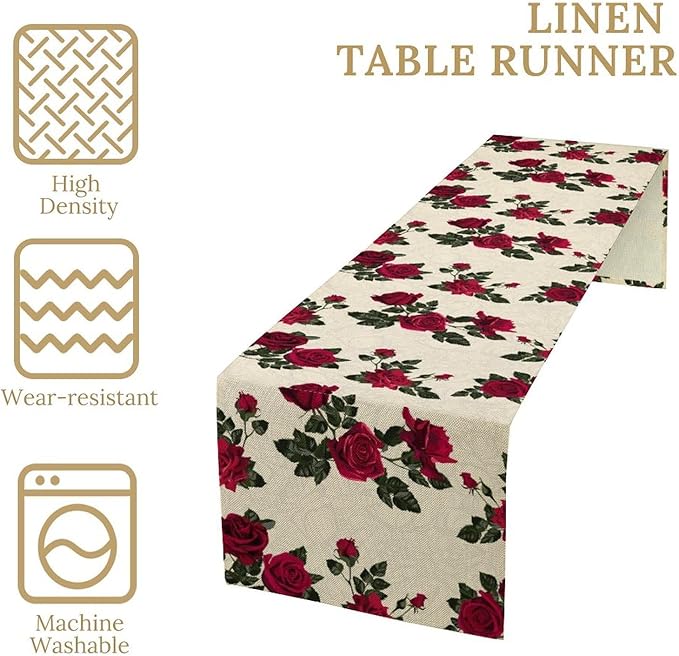 Vintage Rose Table Runner, 13x90 Inch - Image 3