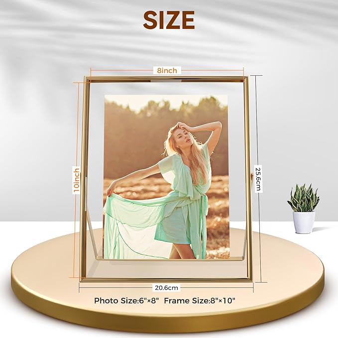 Gold Floating Frame, For Picture 7x9, Tabletop Photo Frames, Classy Gift For - Image 2