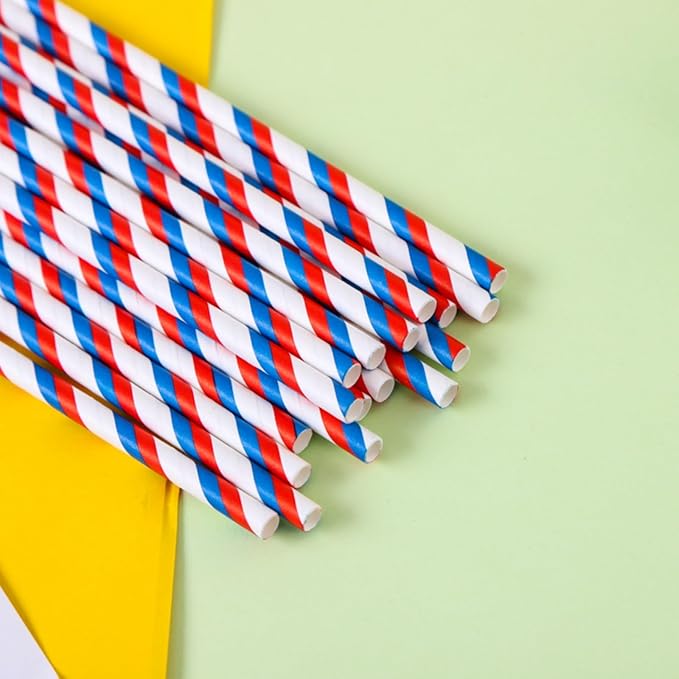 200Pcs Independence Day Paper Straws, American Flag Star Stripe Red White and - Image 4