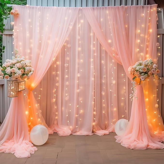 10×10ft Peach Tulle Backdrop Curtain - Image 8