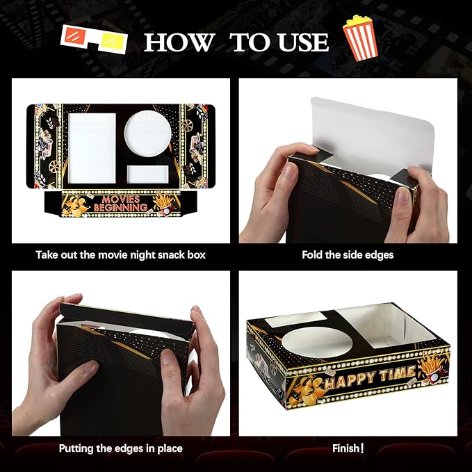 Faccito 36 Pcs Movie Night Snack Trays Movie Theater Snack Boxes Night Supply - Image 5