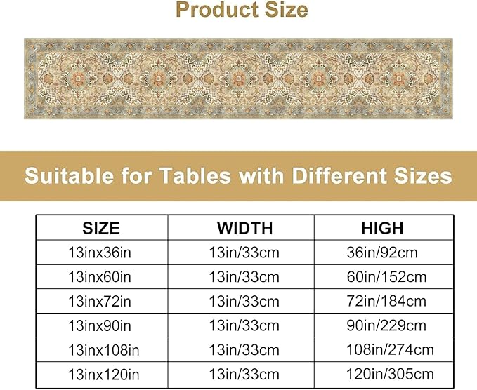 Vintage Boho Floral Table Runner, Rustic Country Farmhouse Yellow Blue Retro - Image 2