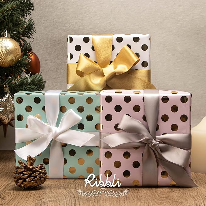 Ribbli Birthday Wrapping Paper Polka Dots Gift Wrap - Image 5