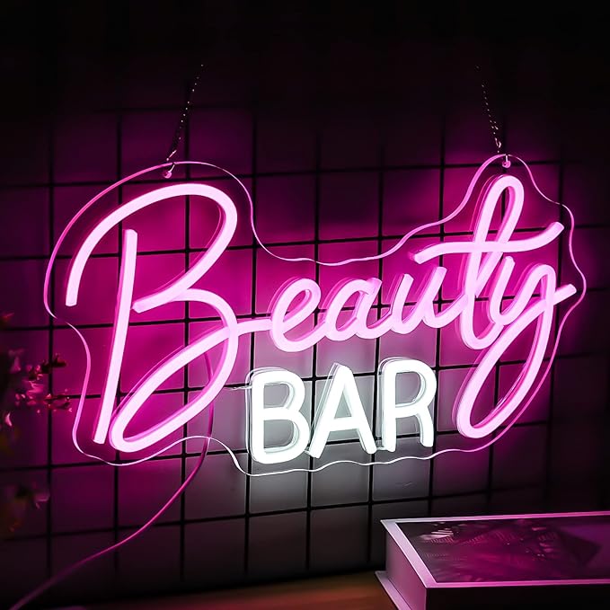 Beauty Bar Neon Sign, Girls Makeup Room Bedroom Decor by Noasktt