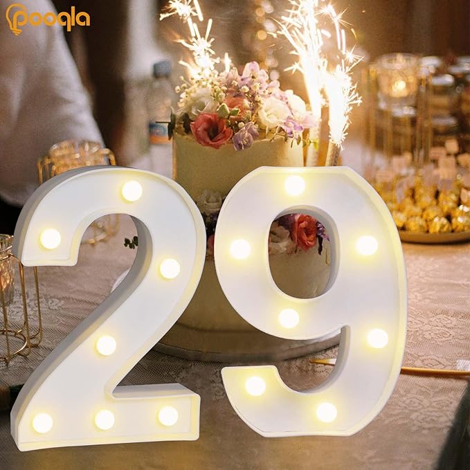 Pooqla Decorative LED Light Up Number Letters, Battery Operated - Image 2