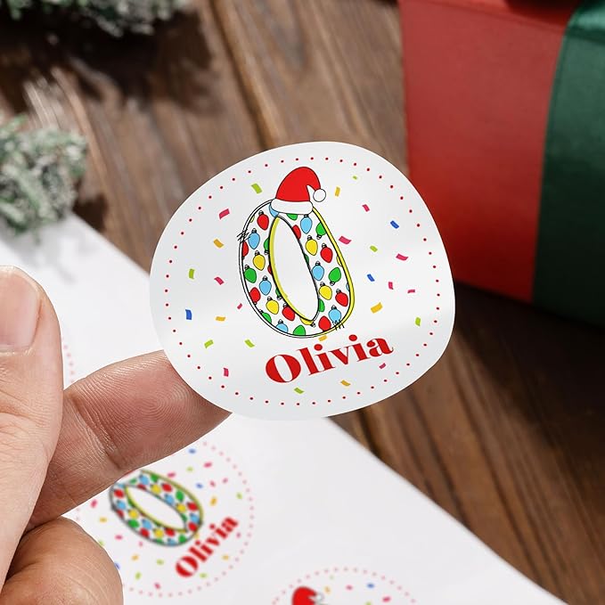 callie moment Personalized Christmas Stickers, Custom Name Waterproof Christmas - Image 4