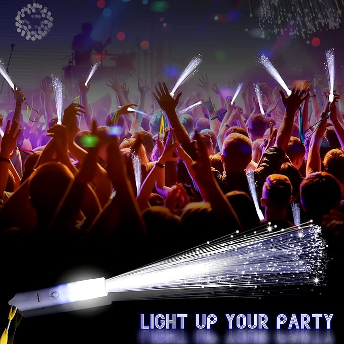 100 Pcs White Fiber Optic Wands Bulk Wedding Sparklers Party Favors LED Light - Image 4