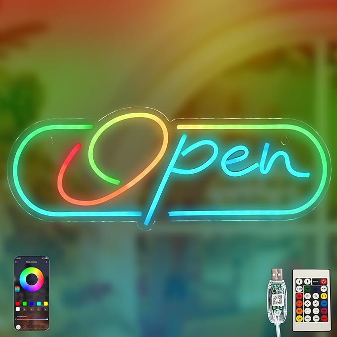 Ineonlife Open Neon Sign, Dream Colorful Open Controller Neon Light by ineonlife
