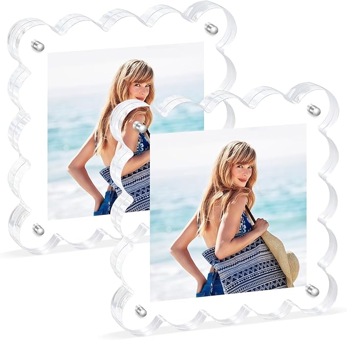 Acrylic Magnetic Picture Frames 4x4-2Pack Clear Freestanding Photo by Unknown