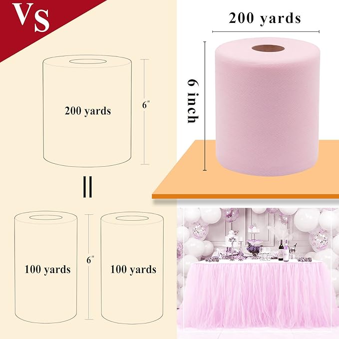 Light Pink Tulle Fabric Rolls 6 Inch by 200 Yards Fabric Spool Tulle Ribbon - Image 4