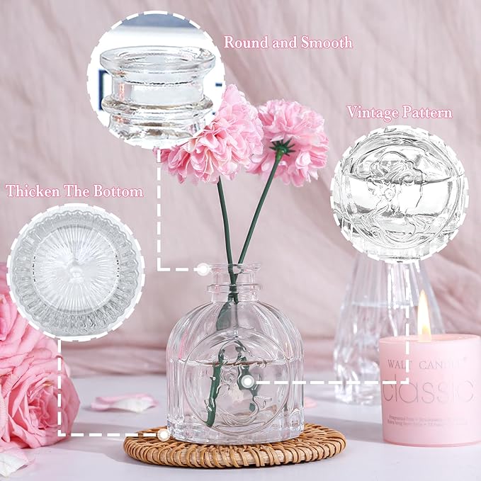 Clear Glass Bud Vases Set of 5, Mini Flower Vase - Image 5